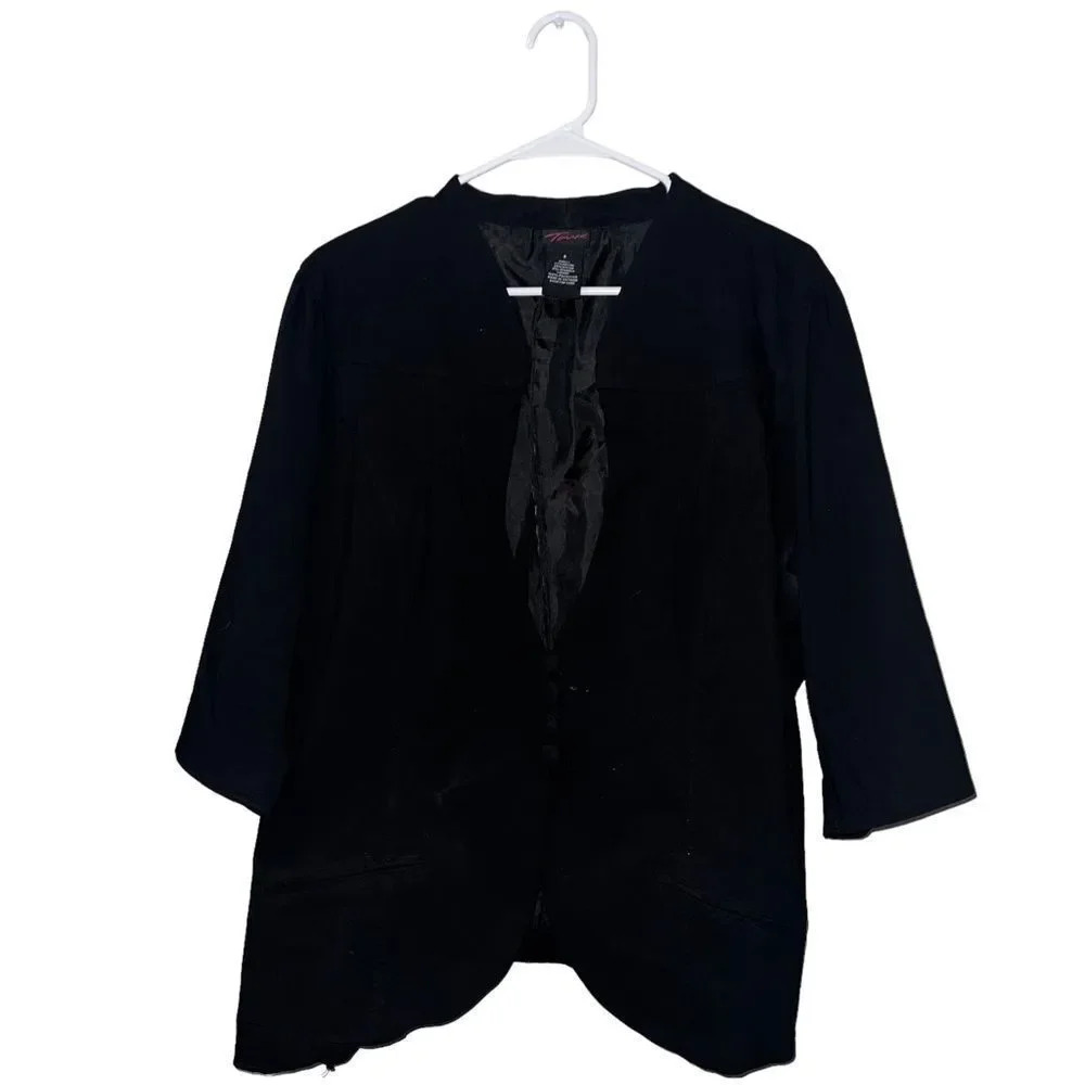 Torrid Women's Size 3 Black Open Front Blazer w/ Four Buttons & 3/4 Sleeves